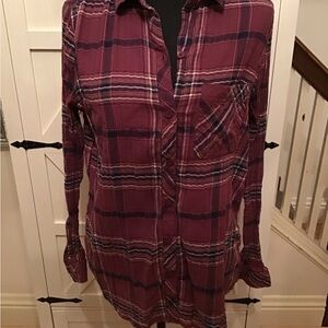 Burgundy and Navy Plaid Shirt